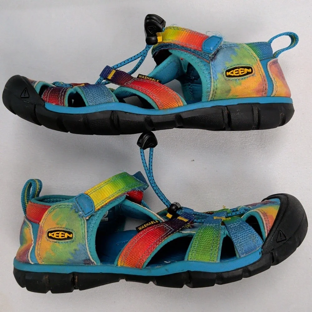 Keen Seacamp II CNX Rainbow Tie Dye Sandals Kids 3 Granola Girl Water Shoe‎